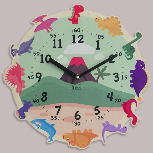 (이벤트가)어린이 아이방 교육용 무소음 벽시계 - 해피 다이노소어