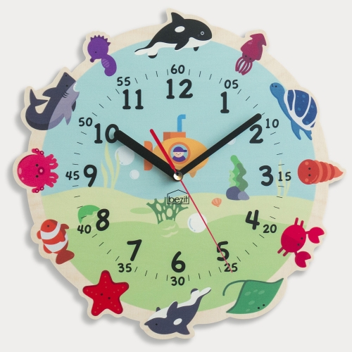 (이벤트가)어린이 아이방 교육용 무소음 벽시계 - 바다탐험대