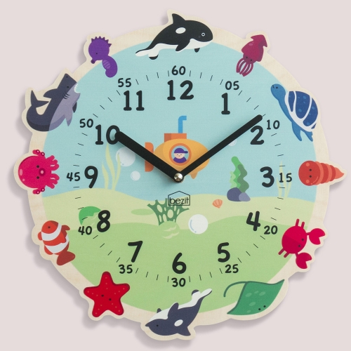 (이벤트가)어린이 아이방 교육용 무소음 벽시계 - 바다탐험대