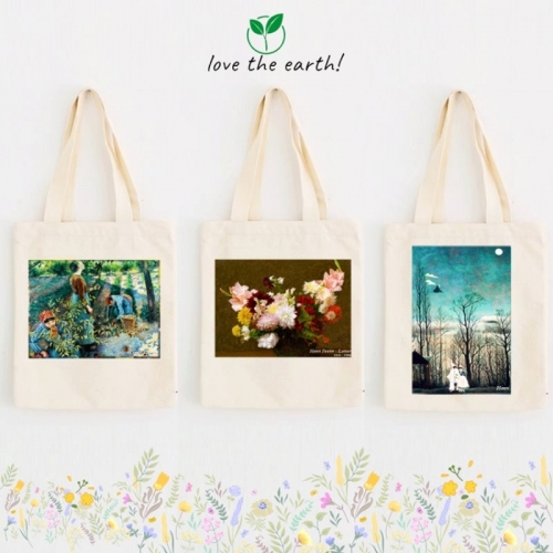 국내산 순면 세계 명화 에코백(벨벳전사) 천연 코르크 에코백 숄더백