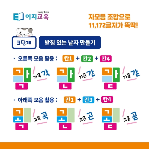[동영상 1개월 무료증정 이벤트] 뚝딱 글자만들기 기본_한글떼기 한글공부 가르치기 자음모음 교구