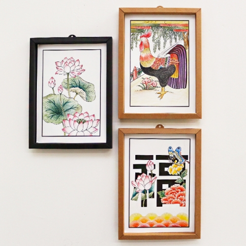 컬러링 민화5종+입체 종이액자(5개)