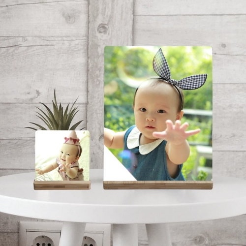 천연 대나무 베이스 팝업 포토 졸업 사진 스탠딩 메탈 무테 액자