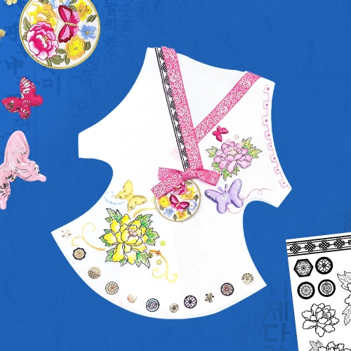 [만꾸] 여아 전통 역할놀이세트(한복,머리띠,청사초롱,팽이)