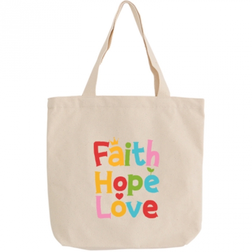 국내산 순면 아트디자인 에코백 - 믿음소망사랑