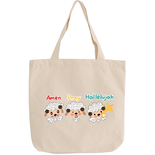 국내산 순면 아트캐릭터 에코백 - 주님의 어린양