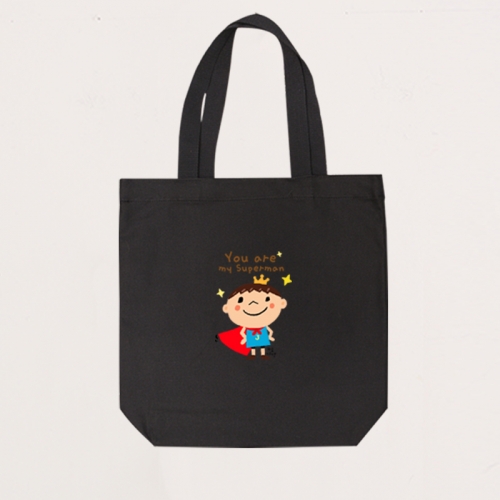 국내산 순면 아트디자인 블랙에코백_슈퍼맨