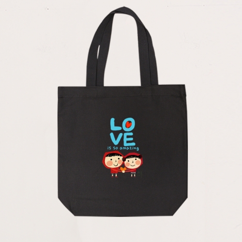 국내산 순면 아트디자인 블랙에코백_어메이징러브