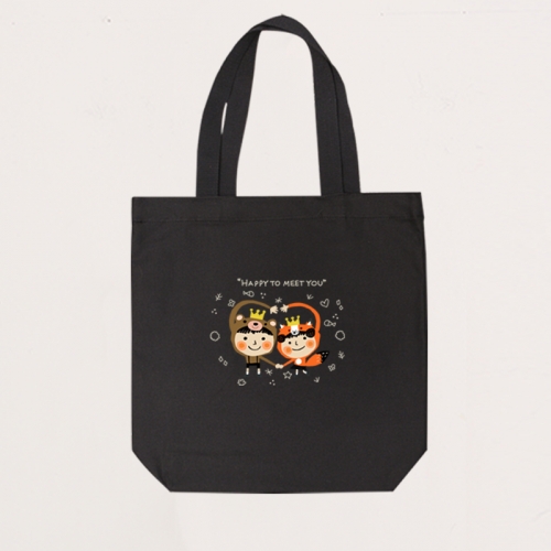 국내산 순면 아트디자인 블랙에코백_귀요미하트