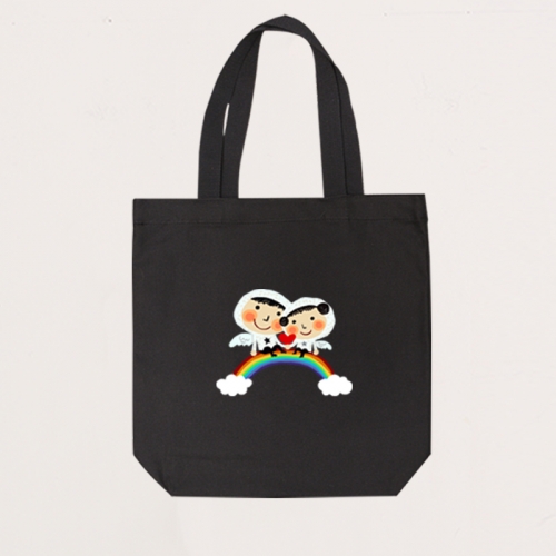 국내산 순면 블랙 에코백_무지개사랑