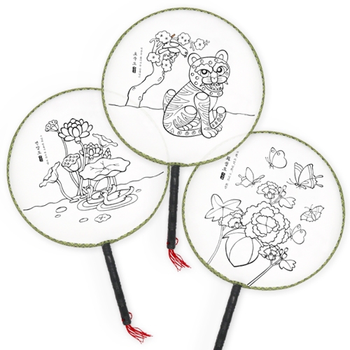 [하하당] 패브릭 민화 부채 (3종 택1)