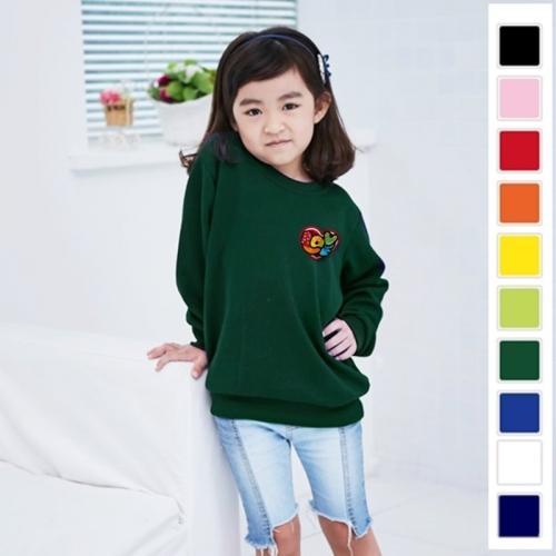 국내산 고급 특양면 맨투맨 와펜 자수 아트 티셔츠_슈가하트(아동/성인)