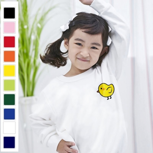 국내산 고급 특양면 맨투맨 와펜 자수 아트 티셔츠_노랑병아리(아동/성인)