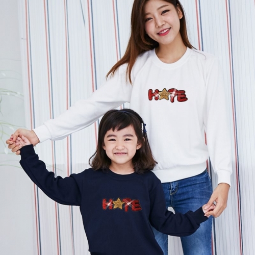 국내산 고급 특양면 맨투맨_반짝반짝 반전투톤 스팽글 소망(아동&성인/17색)