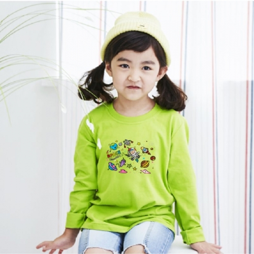 국내산 순면 아트 티셔츠 긴팔_우주여행