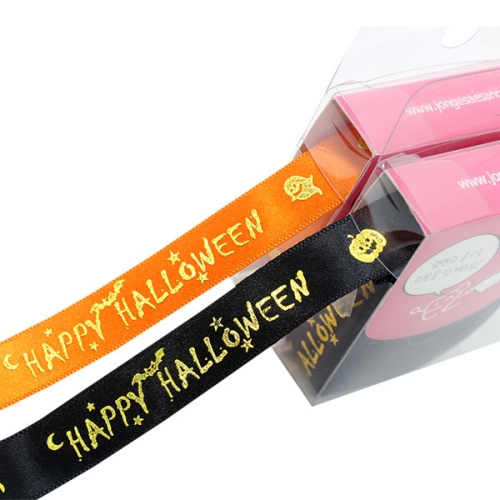 (라라뷰 롤리본) 할로윈 금박 리본_15mm/7yd