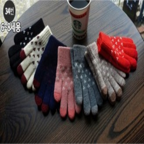 스마트폰 터치장갑- 34번/6~8세용/기모안감/겨울철 보온, 방한