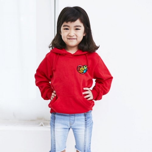 국내산 고급 특양면_후드티셔츠_와펜 자수 후드 티셔츠 슈가 하트(아동~성인)