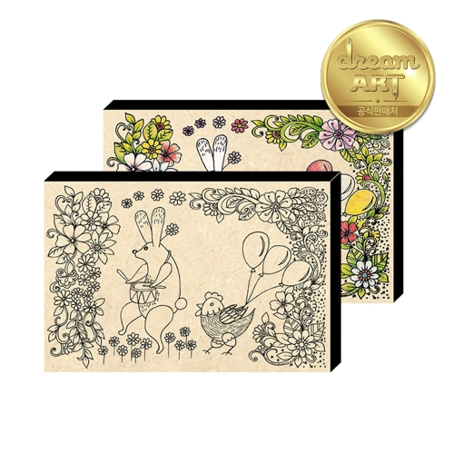 드림아트 컬러링 우드캔버스 토끼와닭(10인치)