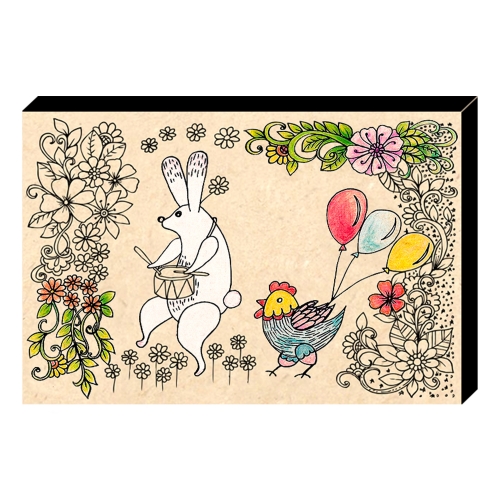 드림아트 컬러링 우드캔버스 토끼와닭(10인치)
