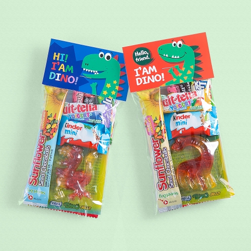 [무료라벨스티커] 유치원 어린이집 구디백 생일 답례품 간식 선물 공룡 당충전