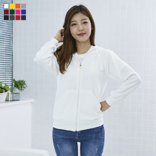 국내산 고급 특양면 짚업 후드티 성인 무지