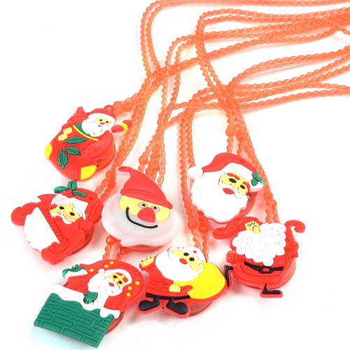 산타 불빛 젤리목걸이[12개] LED 야광목걸이