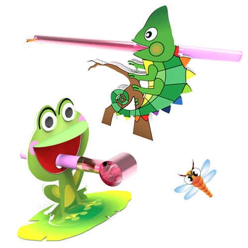 뉴 카멜레온과 개구리의 먹이사냥(개구리 1인용)