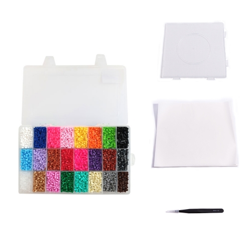 3mm 작은비즈 24색 세트 + 부자재3종(3mm모양판사각대+고급일자핀셋+기름종이)