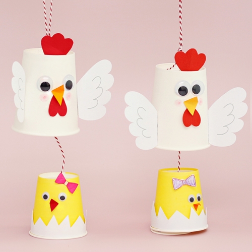 닭과 병아리 종이컵 모빌(2인용)