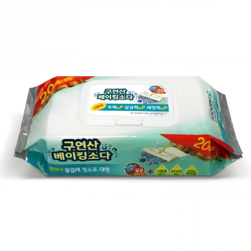 구연산 베이킹소다 물걸레 밀대 도톰한 청소포 리필 대형 20매x6개 살균청소포