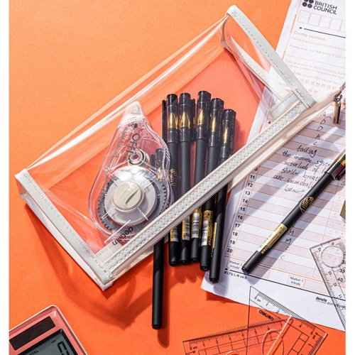 심플 투명 필통 케이스 파우치 화이트