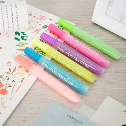 델리 형광 반짝이 풀 6색 12ml 꾸미기 미술 재료 촉감놀이