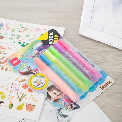 델리 형광 반짝이 풀 6색 12ml 꾸미기 미술 재료 촉감놀이