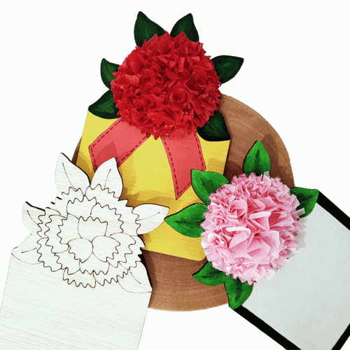 클레이 카네이션 우드 엽서 만들기 DIY