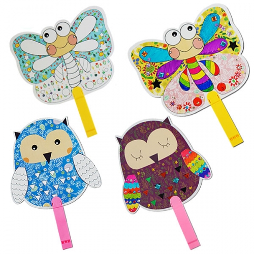 나비 부엉이 피리부채 만들기재료 종이부채