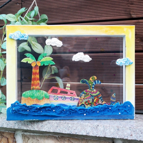 고래와 배 투명 액자꾸미기 (1인용 포장)