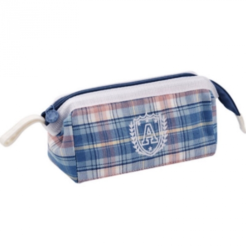 고급 로고 체크 선형 파우치 신학기 필통 봉제 필통 3색