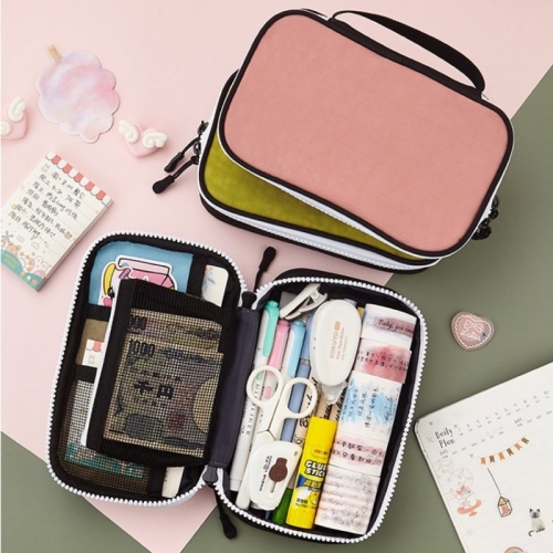 대용량 아트 워크 양면 투톤 파우치 (필통)