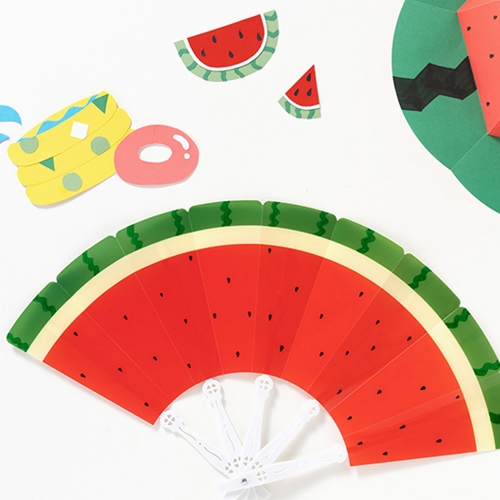 207 여름 수박 부채 휴대용 플라스틱 접이식 부채