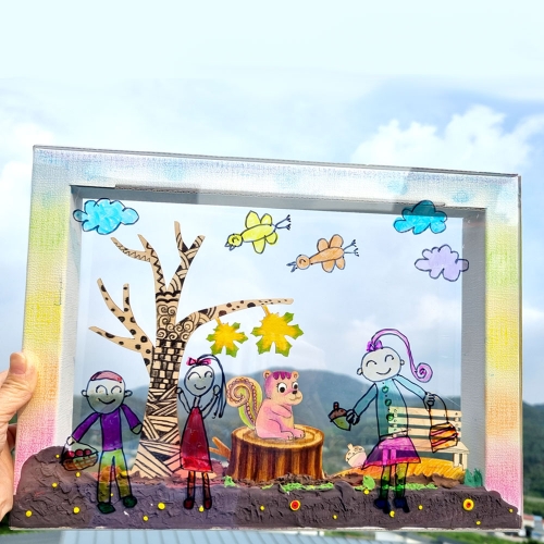 가을 소풍 다람쥐 투명액자 꾸미기