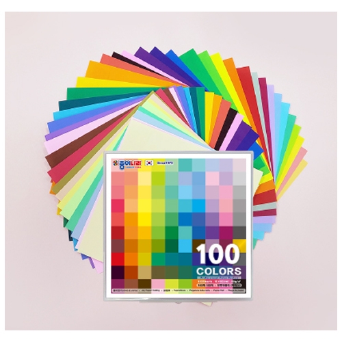 [종이나라] 100컬러단면색종이 100매 (케이스) 15cm