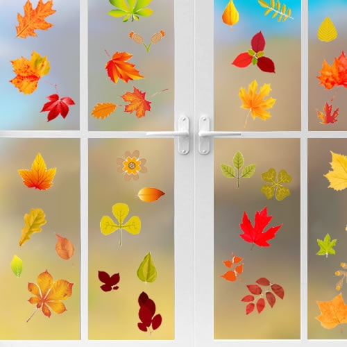 가을 단풍잎 창문 스티커(4장 1세트)