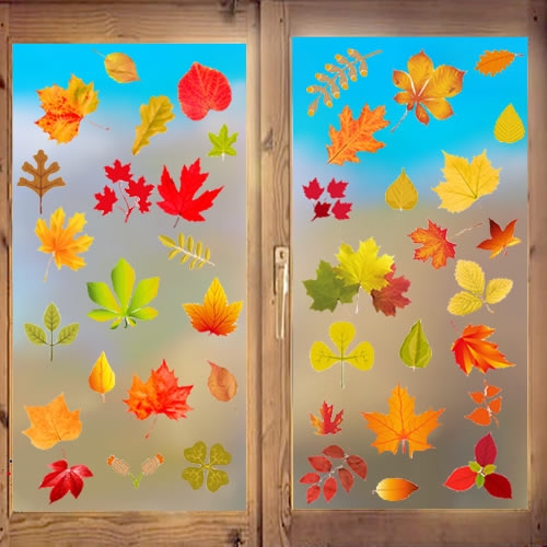 가을 단풍잎 창문 스티커(4장 1세트)