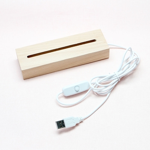 레진아트 하바리움 공예용 고급 비치우드 LED조명 램프 베이스 직사각