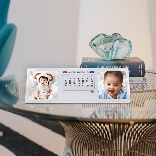 출시특가]UHD급 고화질 메탈 포토 블럭 만년달력 대나무 탁상용 액자