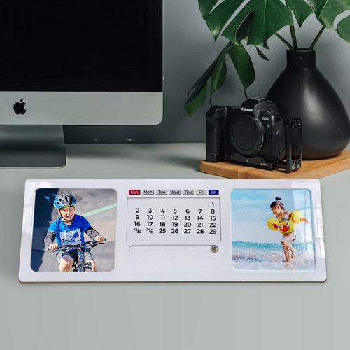 출시특가]UHD급 고화질 메탈 포토 블럭 만년달력 대나무 탁상용 액자