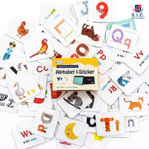 I-Sticker (아이스티커) Alphabet 기본 (알파벳 영어 파닉스 양면 자석 글자 퍼즐 낱말 단어 교구 카드 소문자 대문자 만들기)