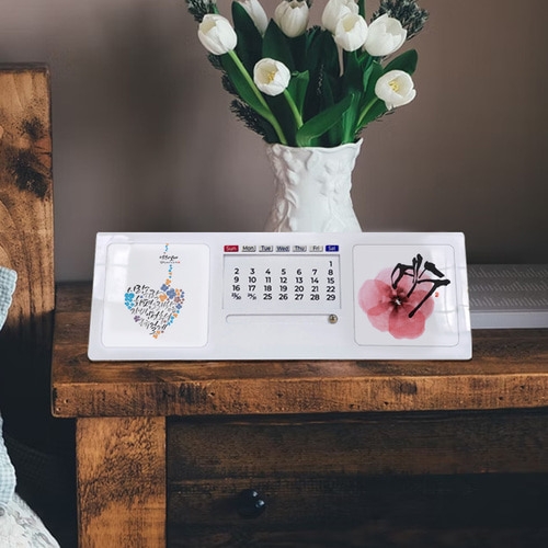 출시특가]고화질 메탈 포토 말씀 달력 천연대나무 만년달력 액자(탁상용)