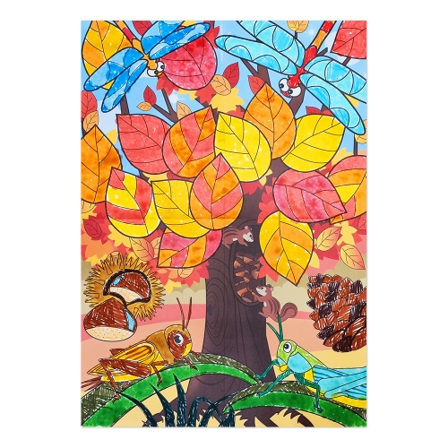 아티바바 모둠활동 칼라링 가을나무도안